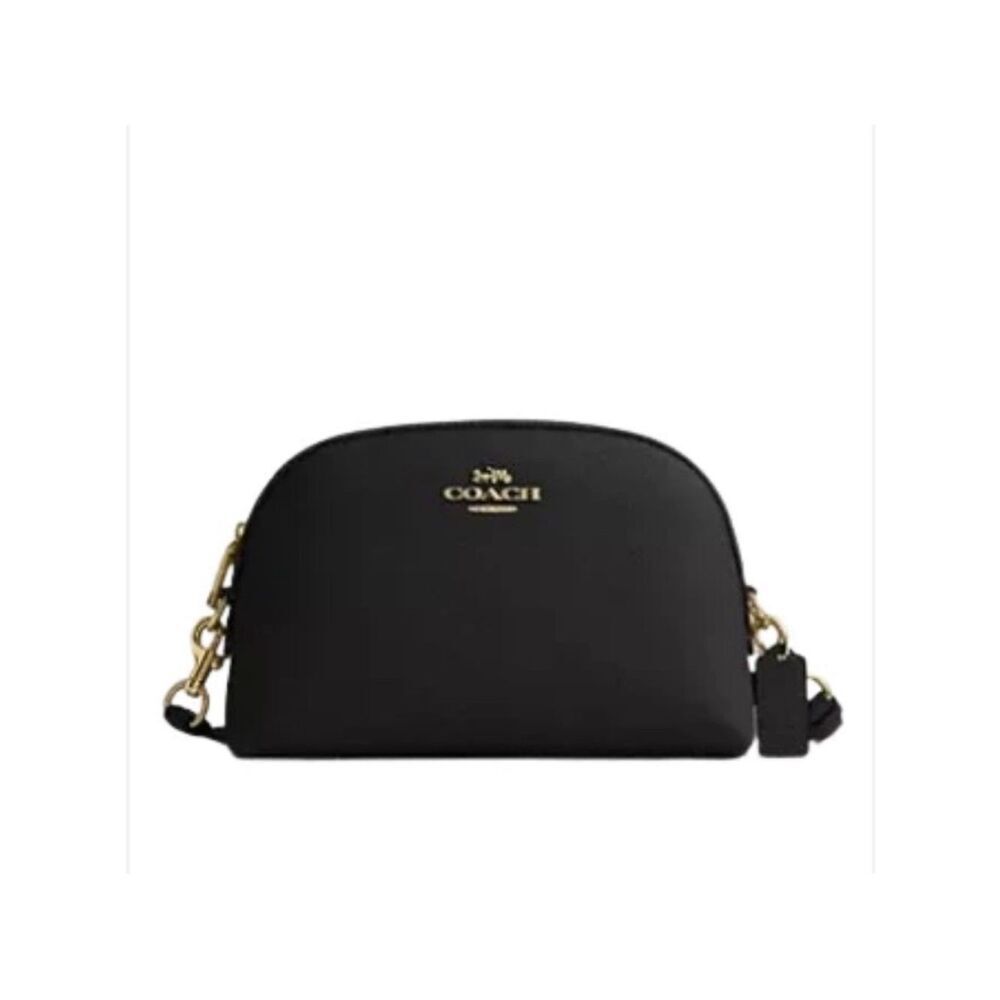 COACH MADI Black Gold Tone Zip XGrain Leather Crossbody Bag Purse
